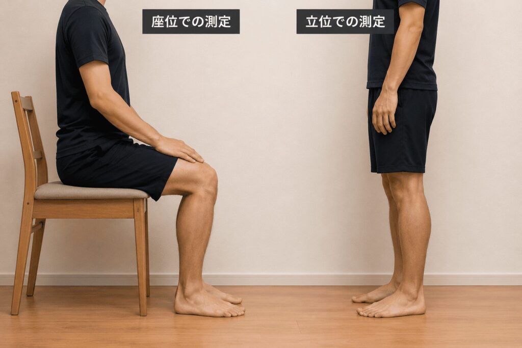 座位での測定と立位での測定